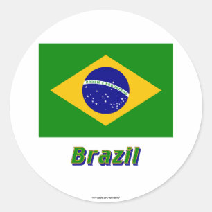 Adesivo Bandeira de Brasil com nome