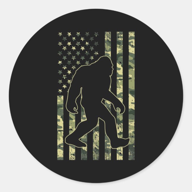Adesivo Bandeira de Camuflagem EUA Sasquatch Bigfoot (Frente)