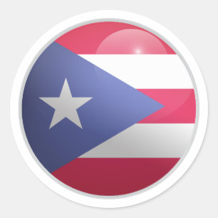 Adesivo Bandeira de Círculo Brilhante de Porto Rico