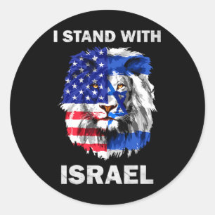 Adesivo Bandeira de Israel e EUA Leão Eu Estou Com Israel