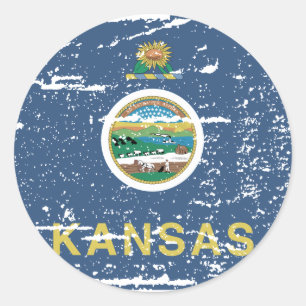 Adesivo Bandeira de KANSAS do vintage