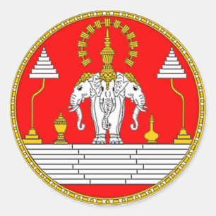 ADESIVO BANDEIRA DE LAOS TRÊS ELEFANTE DE CABEÇA