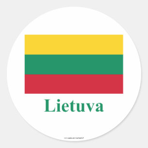 Adesivo Bandeira de Lithuania com nome no Lithuanian