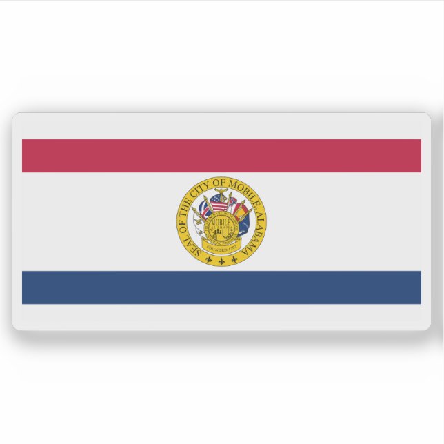 Adesivo Bandeira de Mobile, Alabama, EUA (Frente)