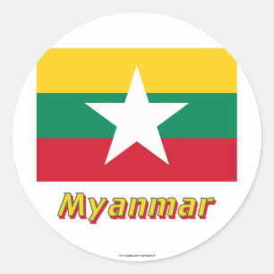 Adesivo Bandeira de Myanmar com nome