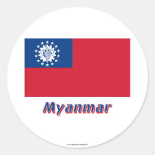 Adesivo Bandeira de Myanmar com nome 1974-2010