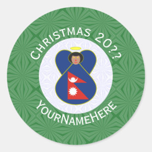 Adesivo Bandeira de Natal do Anjo Nepali Personalizada