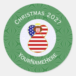 Adesivo Bandeira de Natal do Anjo Vermelho EUA Personaliza