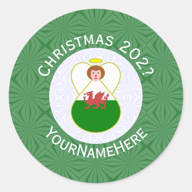 Adesivo Bandeira de Natal do Welsh Angel Personalizada (Frente)