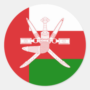 Adesivo Bandeira de Omani e emblema nacional, bandeira de