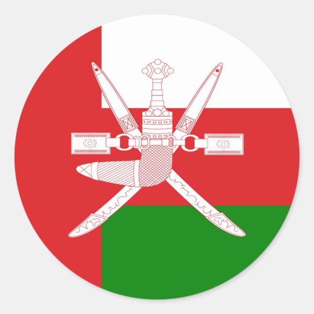Adesivo Bandeira de Omani e emblema nacional, bandeira de  (Frente)
