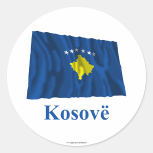 Adesivo Bandeira de ondulação de Kosovo com nome no
