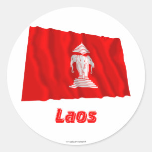 Adesivo Bandeira de ondulação de Laos com nome (1952-1975)