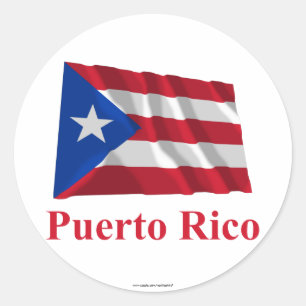 Adesivo Bandeira de ondulação de Puerto Rico com nome