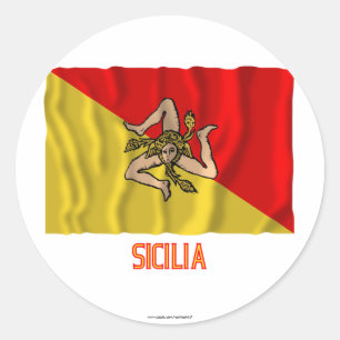 Adesivo Bandeira de ondulação de Sicilia com nome