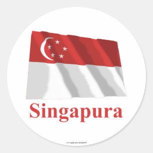 Adesivo Bandeira de ondulação de Singapore com nome no