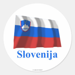 Adesivo Bandeira de ondulação de Slovenia com nome no