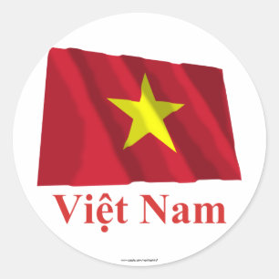 Adesivo Bandeira de ondulação de Vietnam com nome no