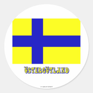 Adesivo Bandeira de Östergötland com o nome (não oficia