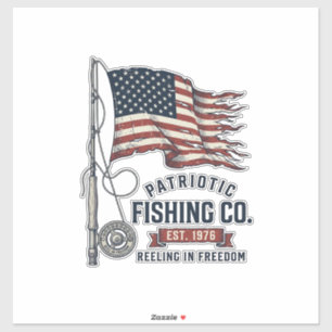 Adesivo Bandeira de Pesca Patriótica Vintage Design Vetori