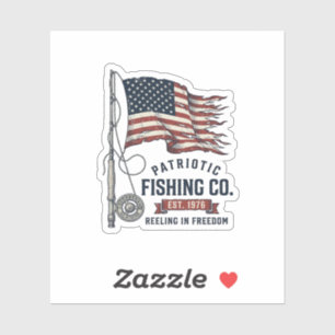 Adesivo Bandeira de Pesca Patriótica Vintage Design Vetori