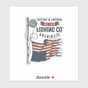 Adesivo Bandeira de Pesca Patriótica Vintage Design Vetori