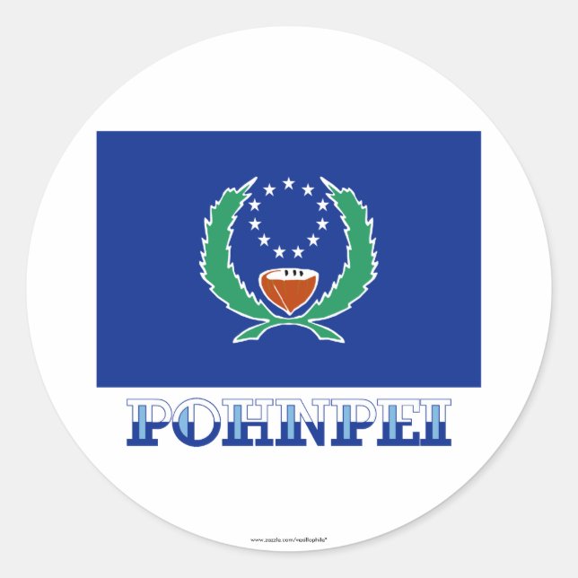 Adesivo Bandeira de Pohnpei, com nome (Frente)