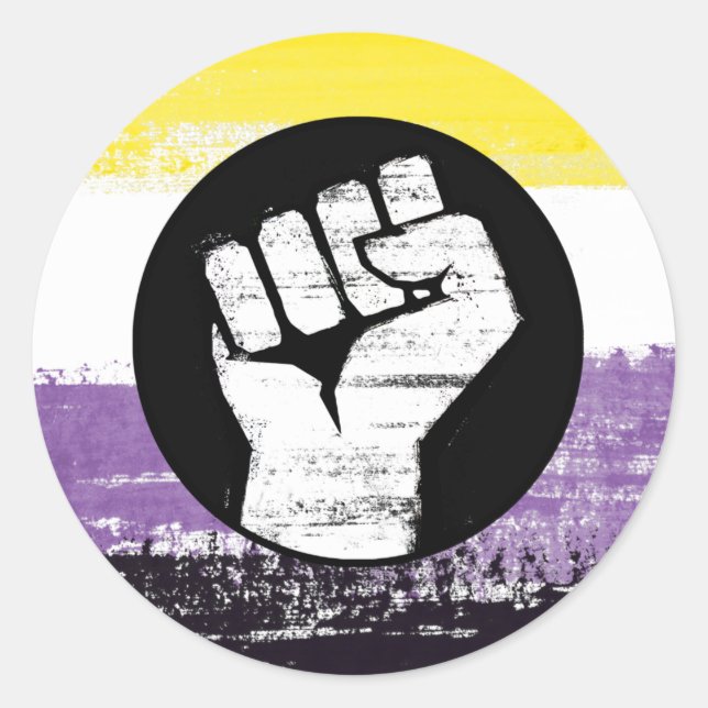 Adesivo Bandeira de Protesto Pintada Não Binária (Frente)