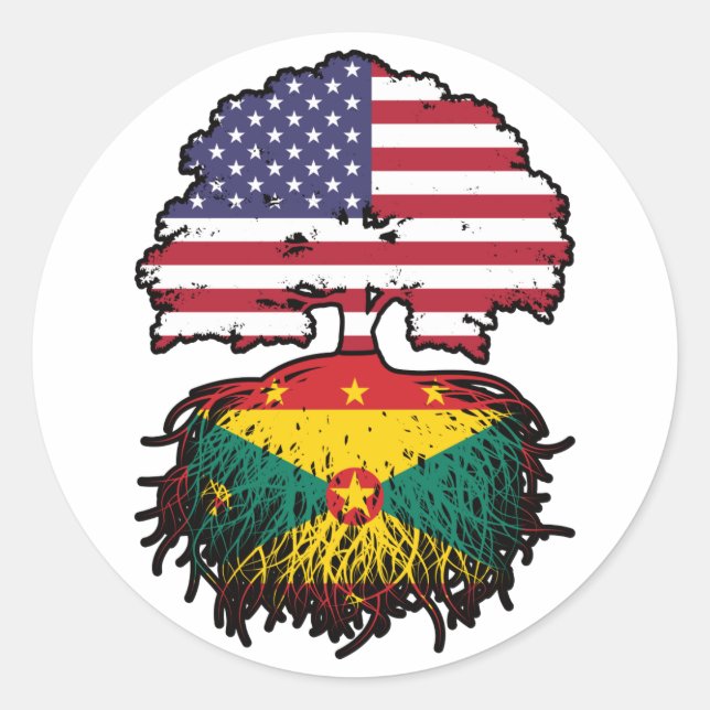 Adesivo Bandeira de Raízes de Árvore Americana de Granada  (Frente)