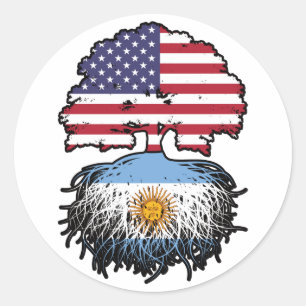 Adesivo Bandeira de Raízes de Árvore Argentina-americana