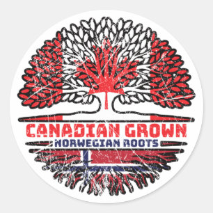 Adesivo Bandeira de Raízes de Árvore Norueguesa do Canadá
