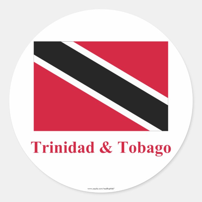 Adesivo Bandeira de Trinidad e Tobago com nome (Frente)