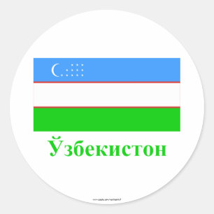Adesivo Bandeira de Uzbekistan com nome no Uzbeque