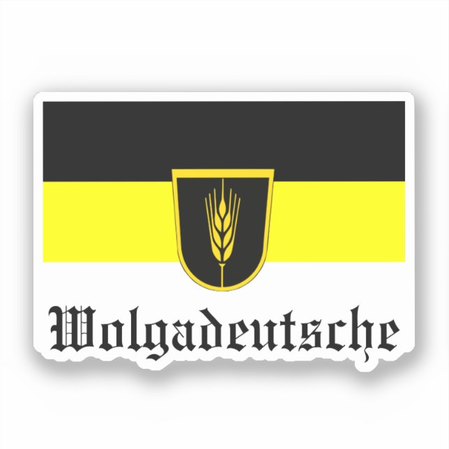 Adesivo Bandeira de Wolgadeutsche (versão em preto/amarelo (Frente)