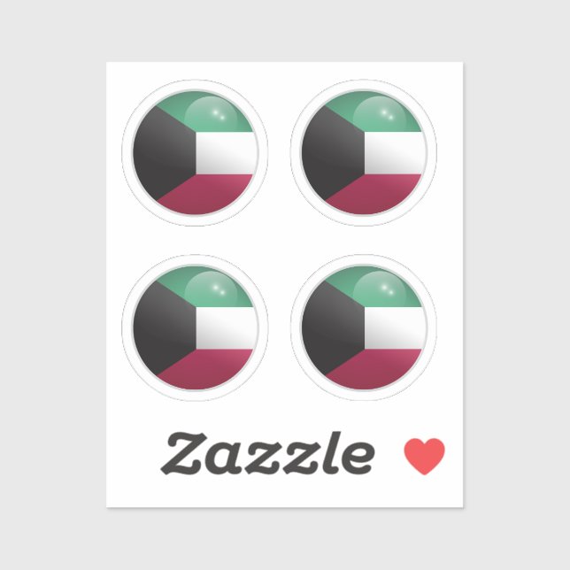 Adesivo Bandeira do Círculo Brilhante do Kuwait  (Folha)