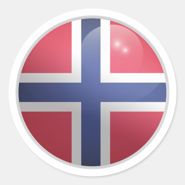 Adesivo Bandeira do Círculo Glossy da Noruega (Frente)