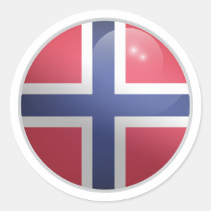 Adesivo Bandeira do Círculo Glossy da Noruega