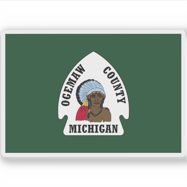 Adesivo Bandeira do condado de Ogemaw, Michigan (Frente)