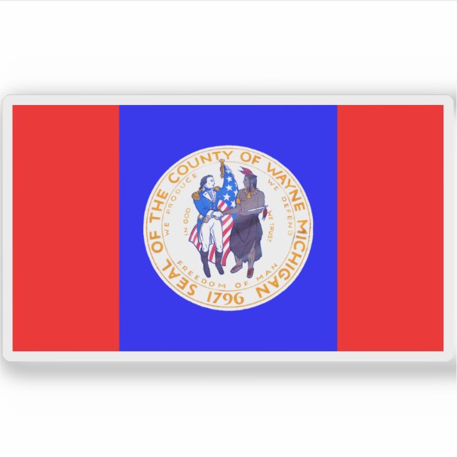 Adesivo Bandeira do condado de Wayne, Michigan (Frente)