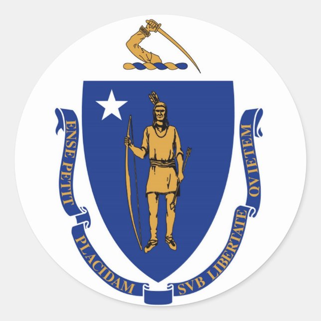 Adesivo Bandeira do Estado de Massachusetts (Frente)