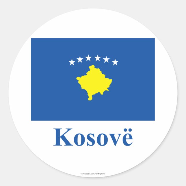 Adesivo Bandeira do Kosovo com nome em albanês (Frente)