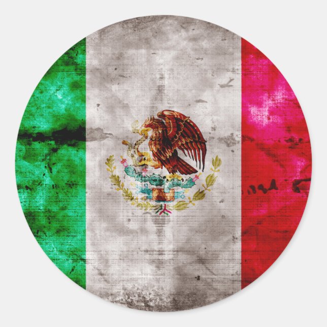 Adesivo Bandeira do México com Vintage meteorizado (Frente)