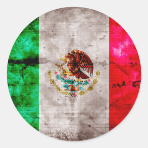 Adesivo Bandeira do México com Vintage meteorizado