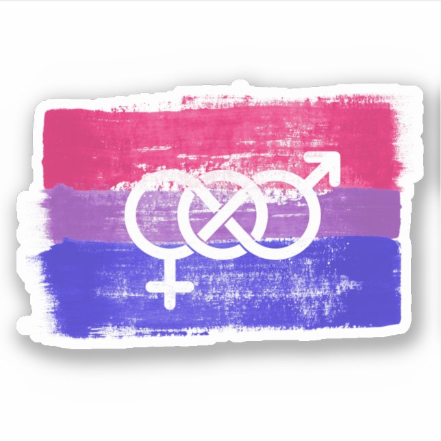 ADESIVO BANDEIRA DO ORGULHO SÍMBOLO BISSEXUAL PINTADA (Frente)