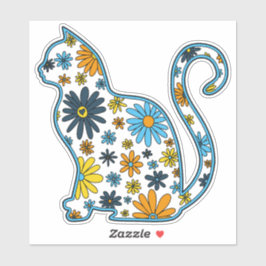 Adesivo Bandeira do Orgulho Sunset do Gato de Flor LGBTQ+ 