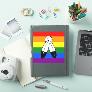 Adesivo bandeira do orgulho two-spirit de SlipperyJoe simb