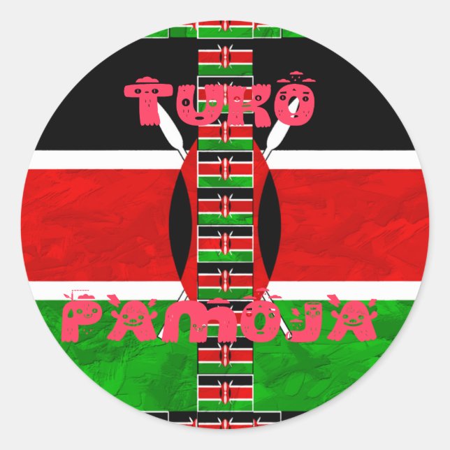 Adesivo Bandeira do Quênia: Tuko Pamoja - Design de Arte U (Frente)