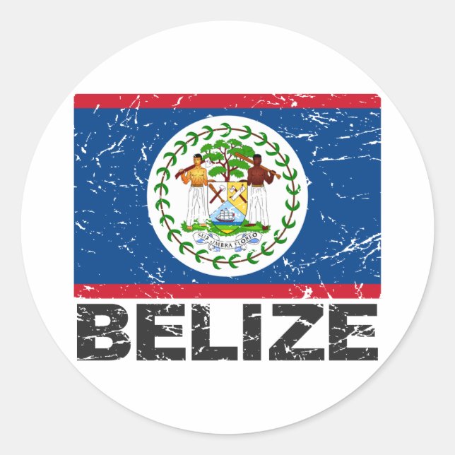 Adesivo Bandeira do vintage de Belize (Frente)