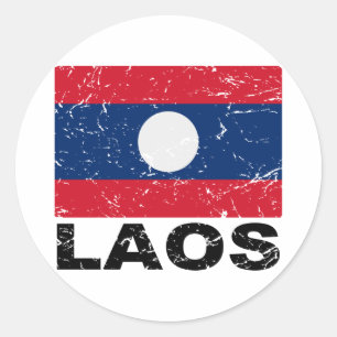 Adesivo Bandeira do vintage de Laos