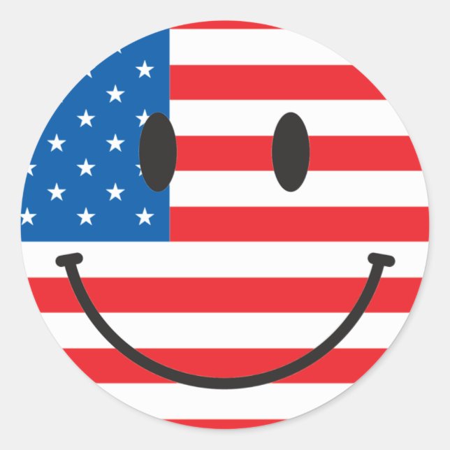 Adesivo Bandeira dos EUA Rosto Feliz (Frente)